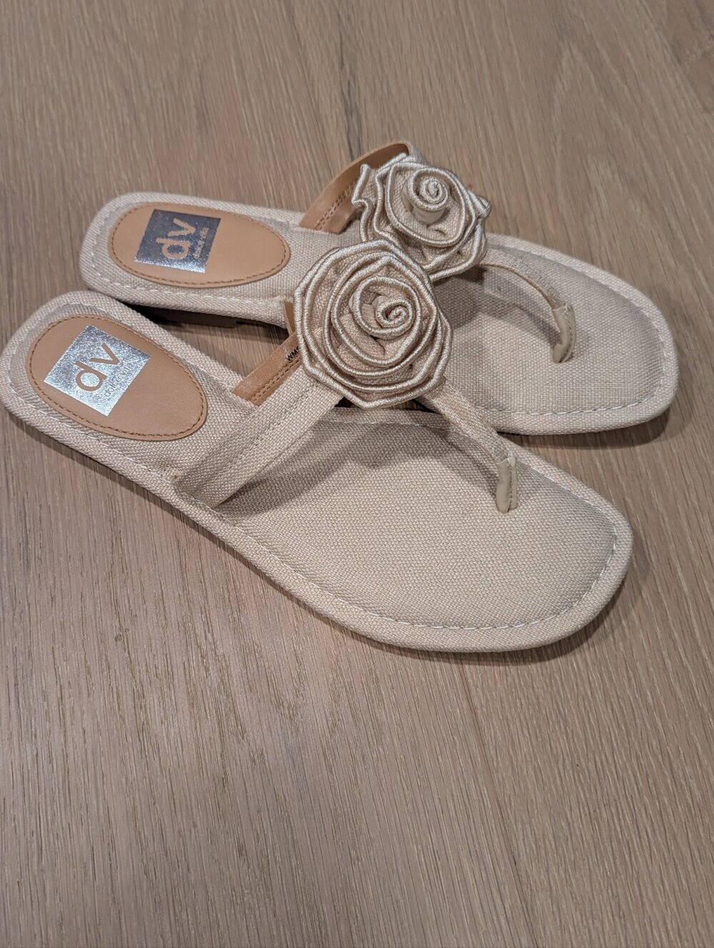Dolce Vita Cream Floral Toe-Post Sandals